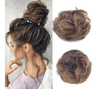 Cybelleza Chignon Postiche Cheveux Chignon Bouclé Ondulés Postiche Queue de Cheval Chouchou Updos Extensions de Cheveux Naturel Synthétique Faux Chignon Elastique pour Femmes 35g, Brun & blond foncé