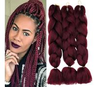 Cybelleza Meches pour Tresses Africaine Extensions pour Tresse 60cm Lot de 3 Jumbo Braids Extension Cheveux au Crochet Tressage synthétique 300g, Vin Rouge