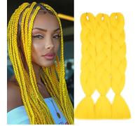 Cybelleza Meches pour Tresses Africaine Extensions pour Tresse 60cm Lot de 3 Jumbo Braids Extension Cheveux au Crochet Tressage synthétique 300g, Jaune