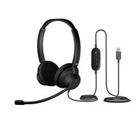 Cyber Acoustics Casque filaire stéréo (AC-204USB) - Son de qualité pour appels, connexion USB ou 3,5 mm, module de contrôle USB, parfait pour centre d'appel, salle de classe ou maison