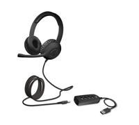 Cyber Acoustics Casque stéréo avec Connexion USB ou 3,5 mm (AC-5812), Module de contrôle USB, Perche Micro réglable pour PC, Mac ou Chromebook