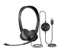 Cyber Acoustics Stereo USB Headset with ENC (AC-204ENC) - Environmental Noise Cancelation, Audio for Calls & Music, in-Line Control Module, Perfect for Call Center, Classroom, Home