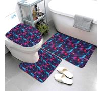 Cyber Cool Racing Car Print Lot de 3 tapis de bain absorbants, antidérapants et lavables pour abattant de WC en forme de U, tapis de douche, tapis de douche doux