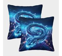 Cyber Dragon - Art de Fantaisie numérique Housse Coussin 2 Pièces Disponible Toutes Les Saisons Taie d'oreiller Décoratives Taies d'oreiller Canape Luxe pour Siège Maison 45x45cm