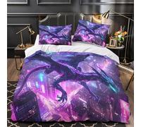 Cyber Dragon Parure de Lit Microfibre Hypoallergique 3D Imprimé 3 Pièces 2xTaies Ultra Douce fantasy Futuristic Linge de Lit Léger Entretien Facile for couple amoureux Super king（260x220cm）