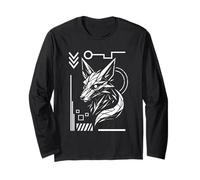 Cyber Kitsune Harajuku Futuriste Urban Techwear Esthétique Manche Longue