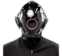 Cyber Mask, masque cyberpunk avec masque futuriste LED Round pour hommes Femmes PC Casque cyberpunk avec masque facial Cyber Mask for Cosplay Party Halloween Music Festival, casque cyberpunk