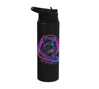 Cyber Panther Synthwave Art Design Stainless Steel Insulated Water Bottle