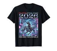 Cyber Samurai Dragon Rider Tokyo 2026 Animé Cyberpunk Art T-Shirt