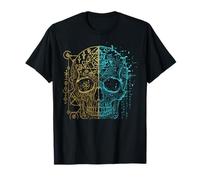 Cyber Skull Géométrie Art Gothique Minimaliste T-Shirt