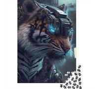 Cyber Tigre Guerrier Puzzle 1000 Pièces Adultes Animaux Puzzles 1000 Pièces Jeu De Team Building Cadeau 38x26cm/1000pcs