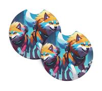 Cyber Wolf Lot de 2 tapis porte-gobelets de voiture 6,9 cm - Convient à une variété de modèles de voiture, mignon et pratique