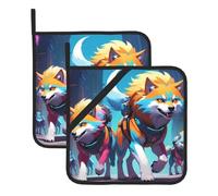 Cyber Wolf Pack Prints Lot de 2 maniques carrées résistantes à la chaleur 20,3 x 20,3 cm : tissus de qualité, anti-brûlure et faciles à nettoyer