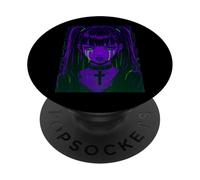 Cybergoth Cybercore Grunge Punk Goth Girl Anime Manga PopSockets PopGrip Adhésif