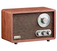 Cyberlux - Radio rétro en bois avec Bluetooth, USB, FM/AM - Chaîne musicale style rétro - Radio de cuisine - Marron