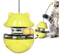 CYBERNOVA Jouet interactif pour Chat avec Une Baguette de taquin, Distributeur de friandises intégré/Jouet de Puzzle pour Animaux/Alimentation Lente pour Chats et Chatons (Jaune)