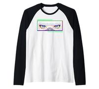 Cyberpunk Anime Girl Glitch Mask Eyes Techcore Manche Raglan