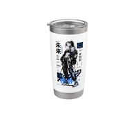 Cyberpunk Anime Girl Kanji Sci Fi Gobelet isotherme en acier inoxydable double paroi