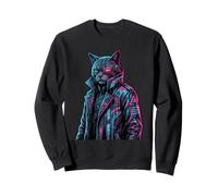Cyberpunk Cat Cyborg Science-Fiction Synthwave Future Art Sweatshirt