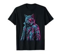 Cyberpunk Cat Cyborg Science-Fiction Synthwave Future Art T-Shirt