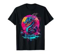 Cyberpunk Dragon Shirt Rétro Futuriste Outrun Synthwave T-Shirt