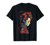 Cyberpunk Esthétique Samouraï Geisha Fille Masque Japonais T-Shirt