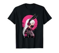 Cyberpunk Girl avec Masque Sci-FI Anime Manga Oreilles De T-Shirt
