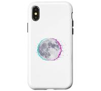 Cyberpunk Glitch Moon - Retro Vaporwave Full, Moon Art Coque pour iPhone X/XS