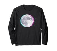 Cyberpunk Glitch Moon - Retro Vaporwave Full, Moon Art Manche Longue