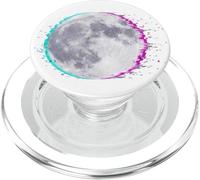 Cyberpunk Glitch Moon - Retro Vaporwave Full, Moon Art PopSockets PopGrip pour MagSafe