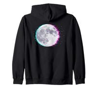 Cyberpunk Glitch Moon - Retro Vaporwave Full, Moon Art Sweat à Capuche