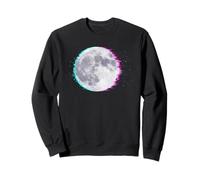 Cyberpunk Glitch Moon - Retro Vaporwave Full, Moon Art Sweatshirt