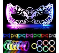 Cyberpunk Lunettes lumineuses à LED avec 14 bracelets LED, 7 couleurs, 4 modes, pour Halloween, carnaval, cosplay