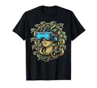 Cyberpunk Medusa VR Casque Mythologie Grecque Drôle Gamer Art T-Shirt