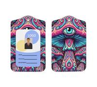 Cyberpunk - Porte-badge vertical en cuir synthétique avec cordon, motif champignons avec yeux