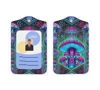 Cyberpunk - Porte-badge vertical en cuir synthétique avec cordon, motif champignons fluo