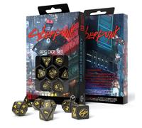 Cyberpunk Red Wet Work Lot De Dés RPG 7 Pièces Noir Jaune Q-Workshop