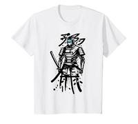 Cyberpunk Samourai Japonais T-Shirt, Enfant, Blanc, 3 Ans