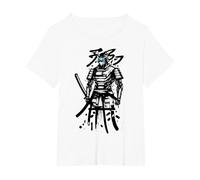 Cyberpunk Samourai Japonais T-Shirt, Femme Grandes Tailles, Blanc, 1X
