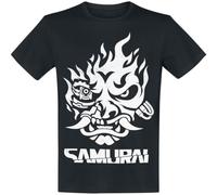 Cyberpunk Samuraï Blanc Homme T-Shirt Manches Courtes Noir L 100% Coton Regular/Coupe Standard