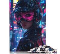 Cyberpunk Woman in Rain Puzzles 1000 Pièces Cadeau Unique Jeu Éducatif Défi Jouet À De Qualité Supérieure Peinture Art pour Adultes Et Enfants 1000pcs (75x50cm)