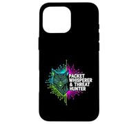 Cybersecurity Threat Hunter Packet Whisperer Wolf Coque pour iPhone 16 Pro Max