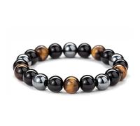 Cyberwork 8mm Pierre Naturelle Femme Homme, Défense Confiance et Equilibre, Bijoux Artisanal Handmade Solide et Durable, Cadeau pour Maitresse Maman Sœur Amie (corde de 19 cm)