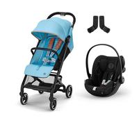 Cybex Gold Poussette Beezy avec Harnais One-Pull, de la Naissance à environ 4 ans (max. 22 kg), Beach Blue, inclus Beezy Adapter et CYBEX Cloud G i-Size, Moon Black
