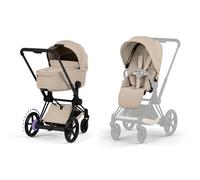 Cybex - Pack duo Poussette électrique tout-terrain e-Priam 2026 avec nacelle pliable - Matt Black Cozy Beige