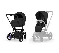Cybex - Pack duo Poussette électrique tout-terrain e-Priam 2026 avec nacelle pliable - Matt Black Sepia Black