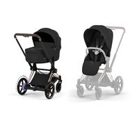 Cybex - Pack duo Poussette électrique tout-terrain e-Priam 2026 avec nacelle pliable - Rose Gold Sepia Black