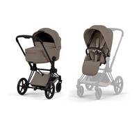 Cybex - Pack duo Poussette tout-terrain Priam Confort 2026 avec nacelle pliable - Matt Black Coconut Brown
