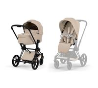 Cybex - Pack duo Poussette tout-terrain Priam Confort 2026 avec nacelle pliable - Matt Black Cozy Beige