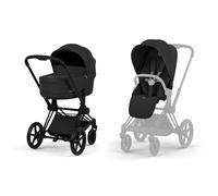 Cybex - Pack duo Poussette tout-terrain Priam Confort 2026 avec nacelle pliable - Matt Black Sepia Black